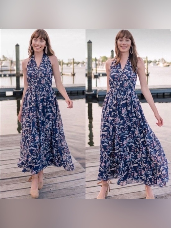 Gal Meets Glam Dresses & Skirts - Gal Meets Glam Sienna Romantic Floral Halter Top Maxi Dress